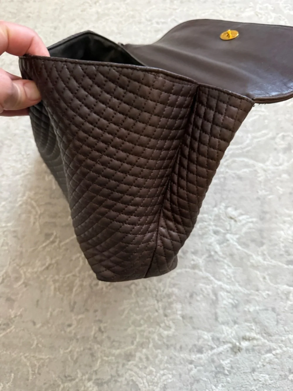 Bally Quilted Leather Satchel
Dark Brown with Gold Hardware - Picture 12 of 14